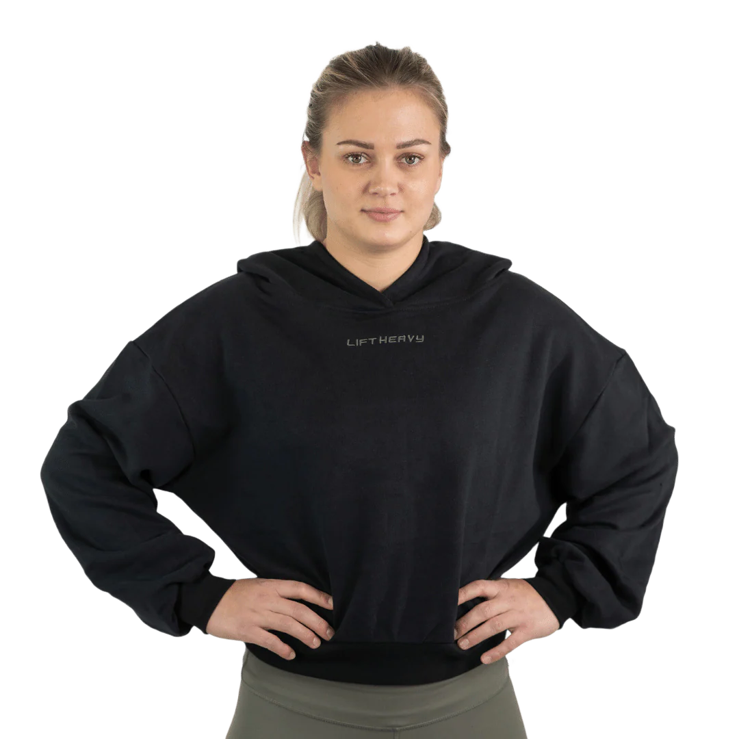 Lift Heavy Carbon Cropped Statement Hoodie