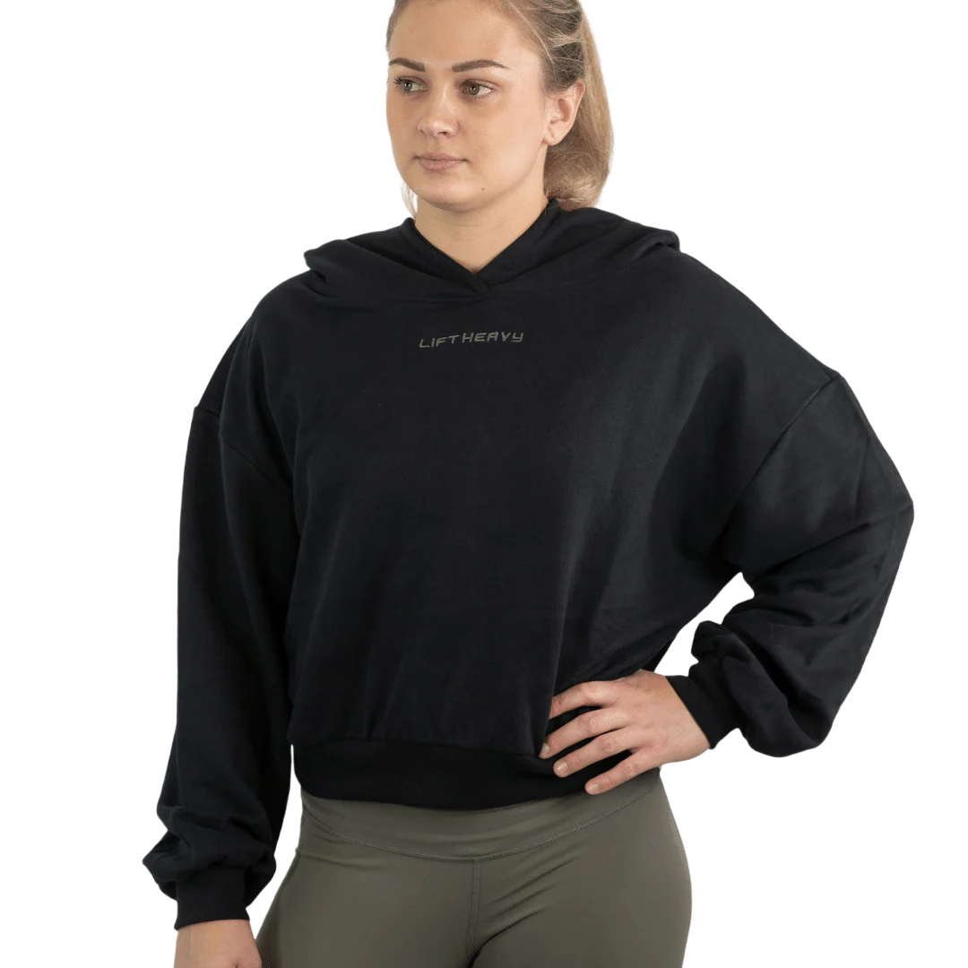 Lift Heavy Carbon Cropped Statement Hoodie - Image 4